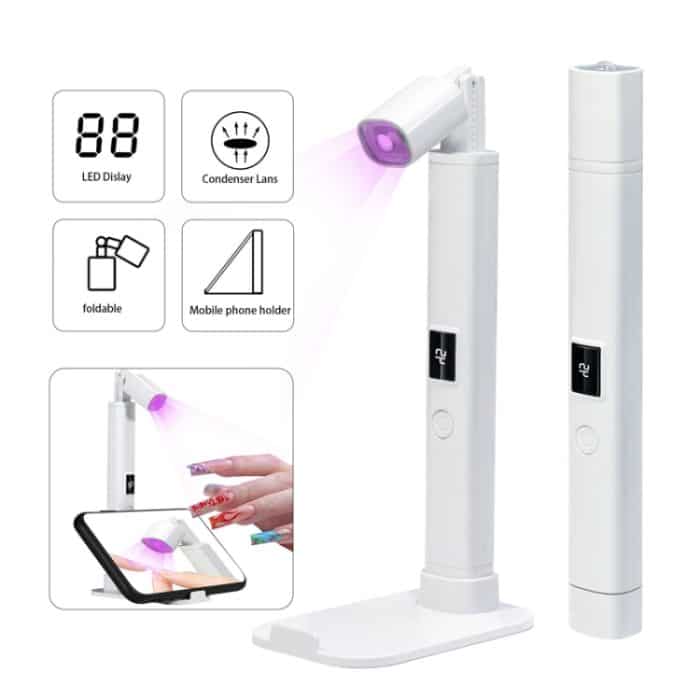 UV-LED-Nagellampe, tragbares, einziehbares Nageltrocknungslicht, Mini-Handnageltrocknerlampe mit Halterung – Bild 5