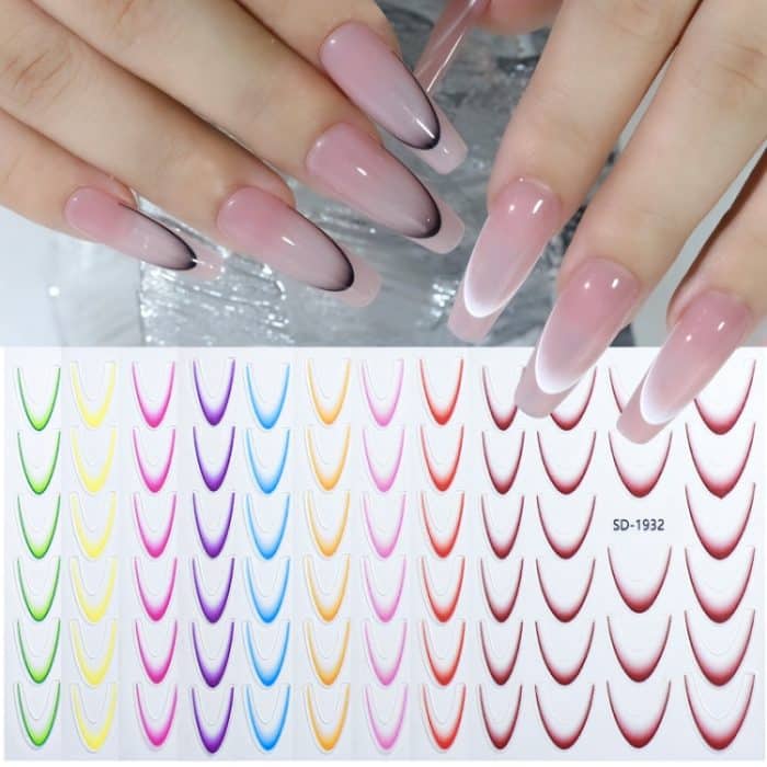 Linie Nail Art Aufkleber Selbstklebende Farbverlauf Farbe Französisch Maniküre Aufkleber DIY Nagel Tipps Abziehbilder, SD-1923, SD-1924, SD-1925, SD-1926, SD-1927, SD-1928, SD-1929, SD-1930, SD-1931, SD-1932, SD-1933, SD-1934 – Bild 2