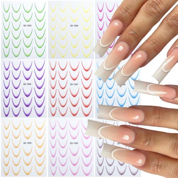 Linie Nail Art Aufkleber Selbstklebende Farbverlauf Farbe Französisch Maniküre Aufkleber DIY Nagel Tipps Abziehbilder, SD-1923, SD-1924, SD-1925, SD-1926, SD-1927, SD-1928, SD-1929, SD-1930, SD-1931, SD-1932, SD-1933, SD-1934 – Bild 5
