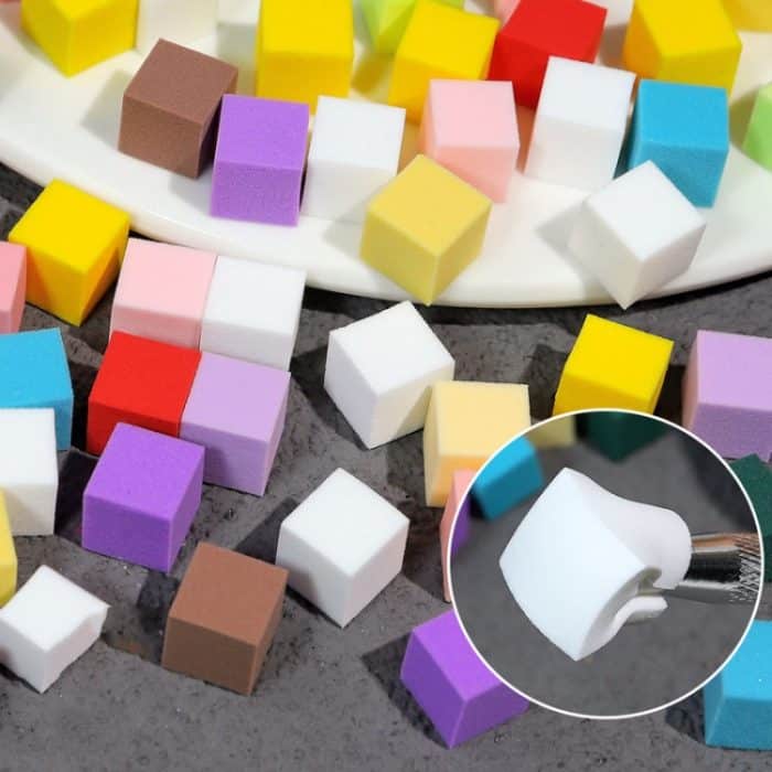 50 teile/schachtel 1cm Mini Nail art Schwämme Gradienten Aura Wirkung Designs Maniküre Pinsel Werkzeug, Sponges (White), Sponges (Mixed Colors) – Bild 3