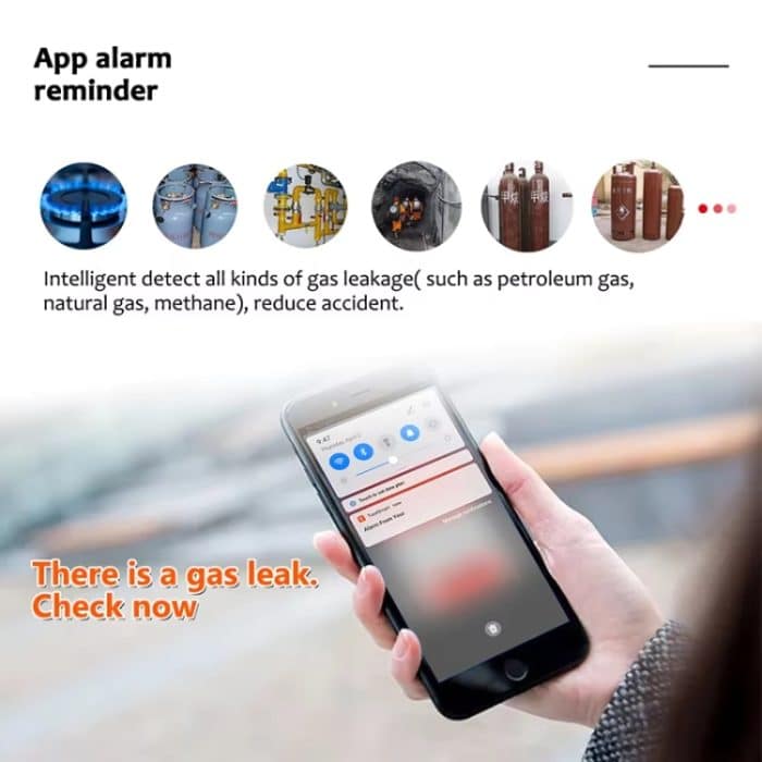 Tuya WiFi Gas Leck Detektor Mit Temperatur Uhr Funktion Unterstützung Menschlichen Stimme Alarm – Bild 3