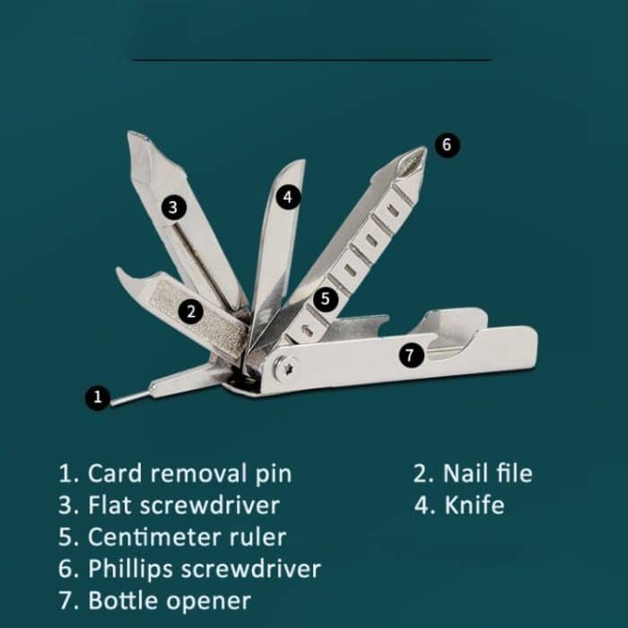 5-in-1-Multifunktionswerkzeug, kleine Outdoor-Geräte mit SIM-Fach-Auswerfer, Schraubendreher, Flaschenöffner usw. – Bild 3