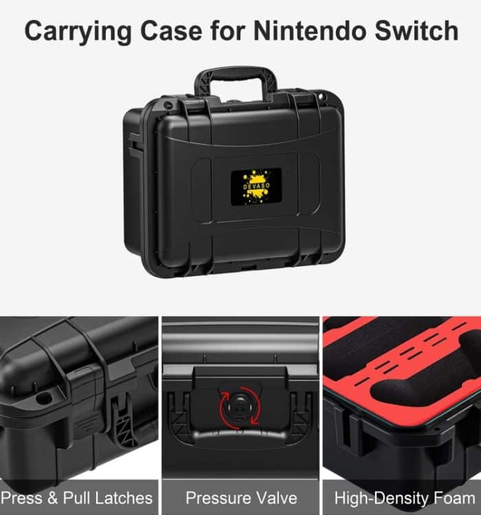 DEVASO für Switch/OLED IP67 wasserdichte Aufbewahrungstasche Hartschalentasche, Black+Shoulder Strap – Bild 4
