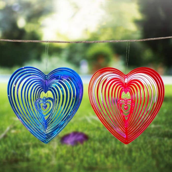 Windspiel für den Außenbereich, Herzform, Vogelabwehr, Gartendekoration, Vogelfänger – Bild 2