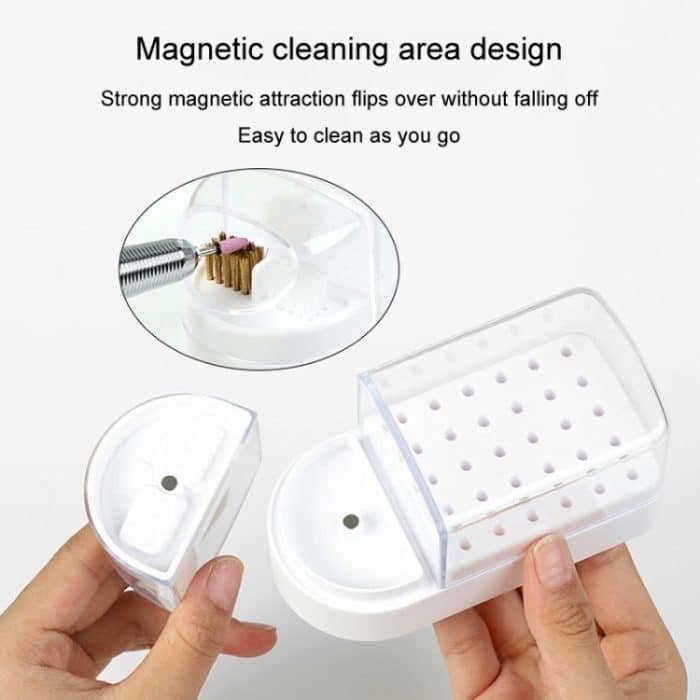 30 Löcher Nail Art Bohrer Aufbewahrungsbox staubdichtes Display Rack mit Reinigungsbürste – Bild 4