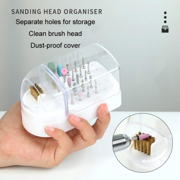 30 Löcher Nail Art Bohrer Aufbewahrungsbox staubdichtes Display Rack mit Reinigungsbürste – Bild 8