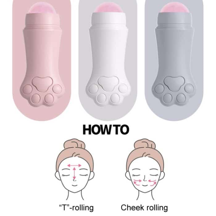 Natürliches Rosenquarz-Gesichtsöl-Absorptionsroller aus Vulkangestein, Gesichtshautreparatur-Reinigungsmassagegerät – Bild 10