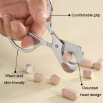 Tragbarer Pillenteiler aus Edelstahl, Schere zum Dosieren von Zigarren, Oval Handle, Oval Handle+Silicone Case, Round Handle Silver, Round Hanlde Gold – Bild 7