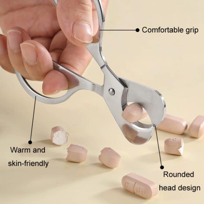 Tragbarer Pillenteiler aus Edelstahl, Schere zum Dosieren von Zigarren, Oval Handle, Oval Handle+Silicone Case, Round Handle Silver, Round Hanlde Gold – Bild 7