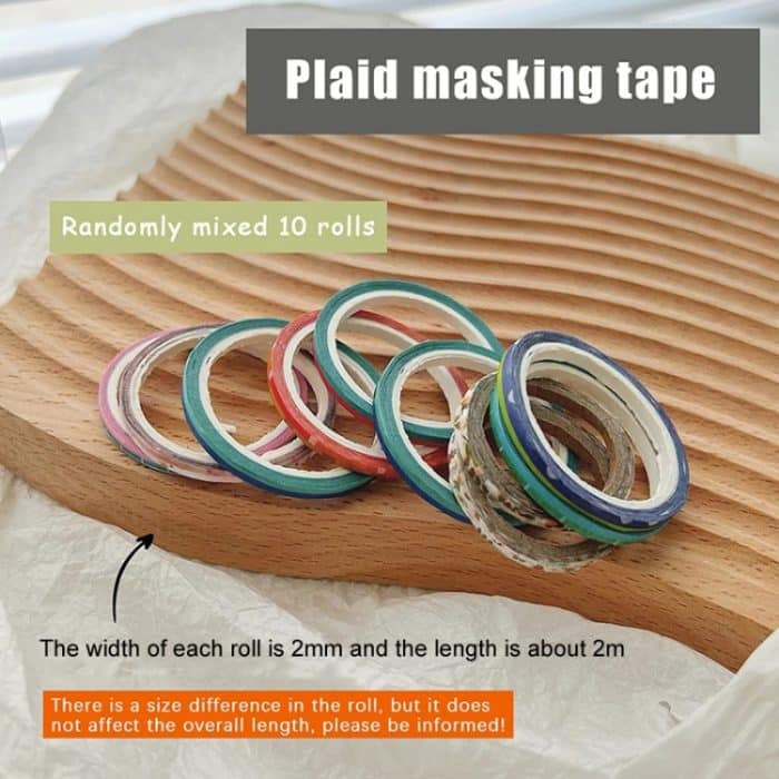 10 rollen Nail art Gitter Linie Papier Band Aufkleber 2mm Feine Band Grid DIY Maniküre Muster Werkzeug – Bild 5