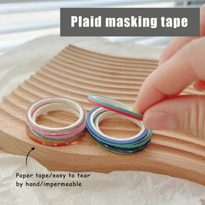 10 rollen Nail art Gitter Linie Papier Band Aufkleber 2mm Feine Band Grid DIY Maniküre Muster Werkzeug – Bild 6