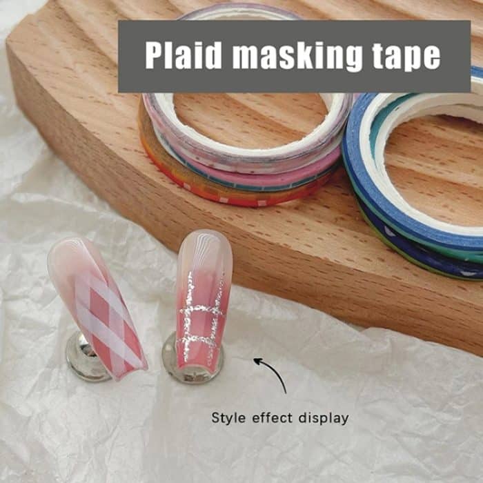 10 rollen Nail art Gitter Linie Papier Band Aufkleber 2mm Feine Band Grid DIY Maniküre Muster Werkzeug – Bild 7