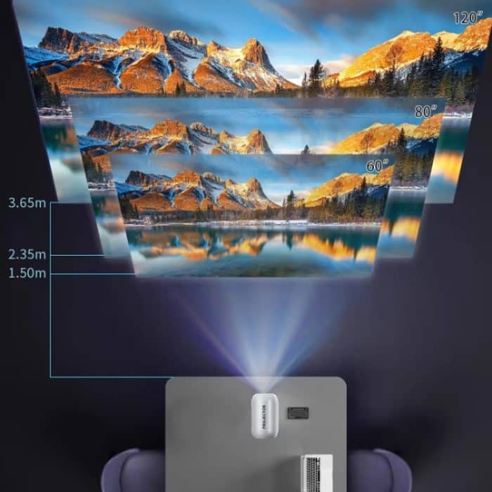 TS-6 Android 11 WiFi6 4K Mini-Projektor mit verstecktem Lift und Gimbal, US Plug, EU Plug, UK Plug, AU Plug – Bild 4