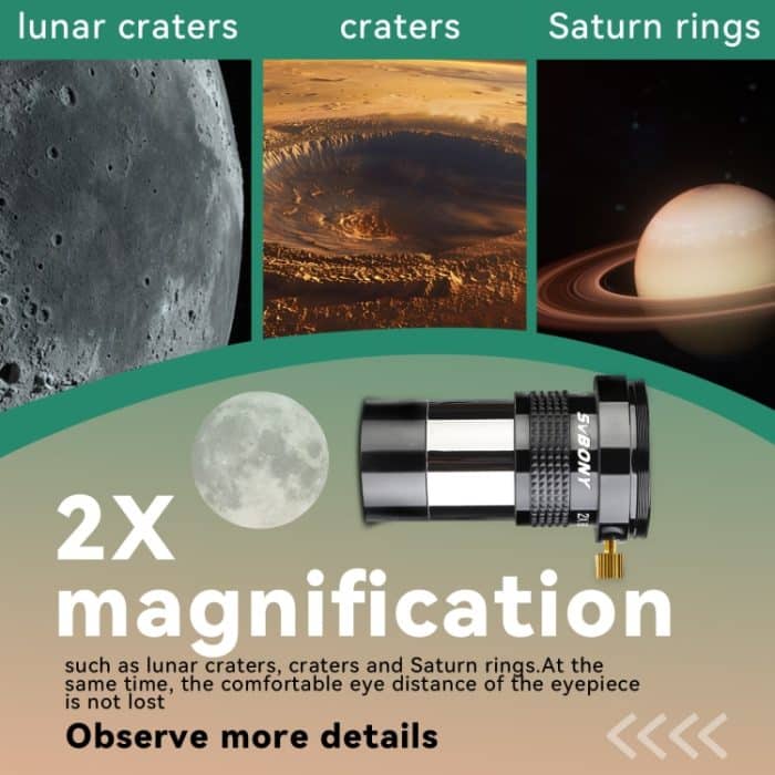 SVBONY SV137 1,25 Zoll 2X Lupe M42 Schraubversion mit T-Port – Bild 3