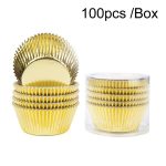 100 teile/schachtel Muffin Kuchen Papier Tassen Backen Papier Fach Verdickt Aluminium Folie Öl-proof Cupcake Liner