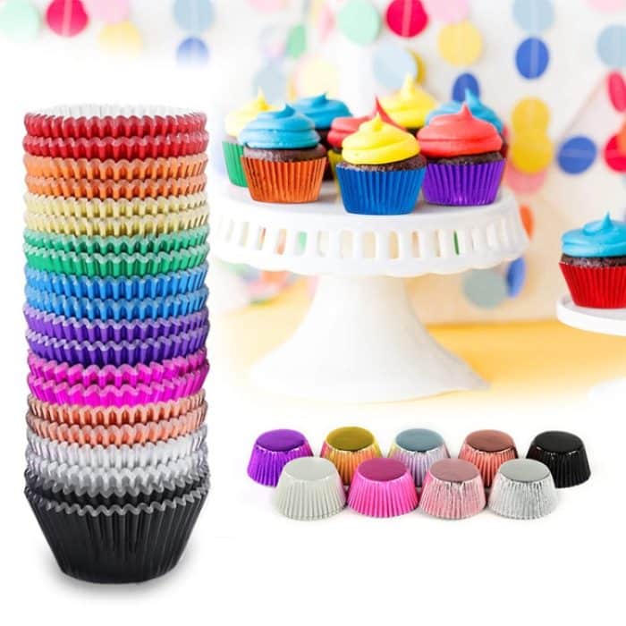 100 teile/schachtel Muffin Kuchen Papier Tassen Backen Papier Fach Verdickt Aluminium Folie Öl-proof Cupcake Liner – Bild 2