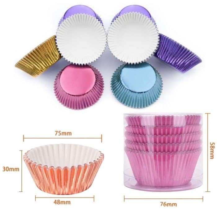100 teile/schachtel Muffin Kuchen Papier Tassen Backen Papier Fach Verdickt Aluminium Folie Öl-proof Cupcake Liner – Bild 3