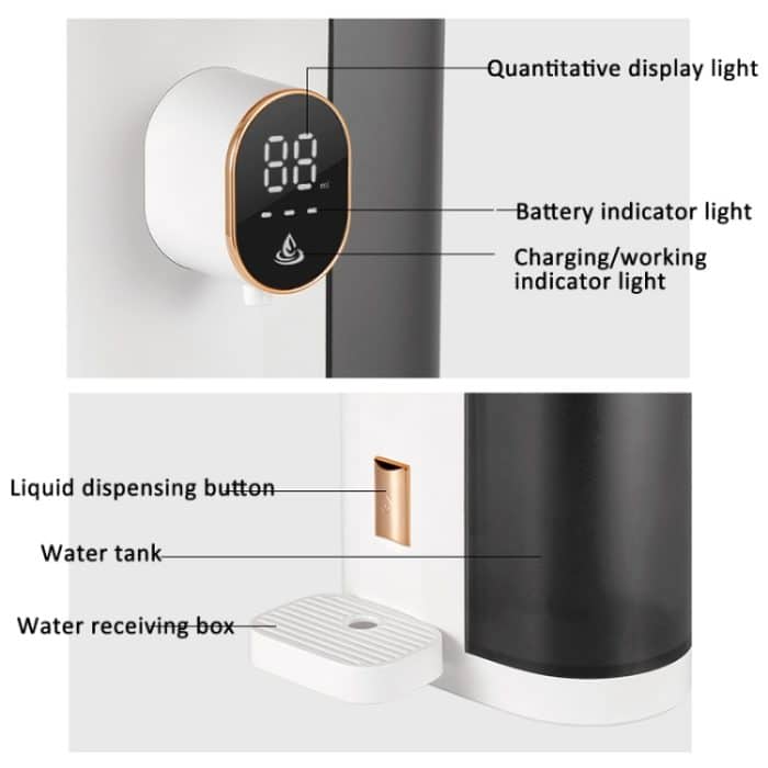 600 ml automatischer Mundwasserspender, 4 Stufen, quantitativ, mit 2 Bechern, S9 White, S9 Navy Blue – Bild 8