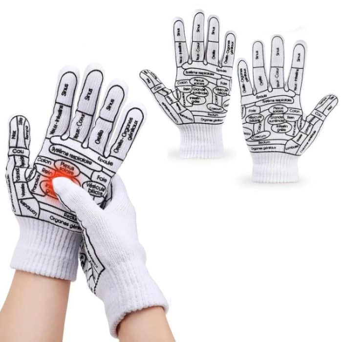 Englische Handmassagehandschuhe, Akupunkturpunkt, Handflächenreflexzonen-Meridianhandschuhe für physikalische Therapie, Average – Bild 2