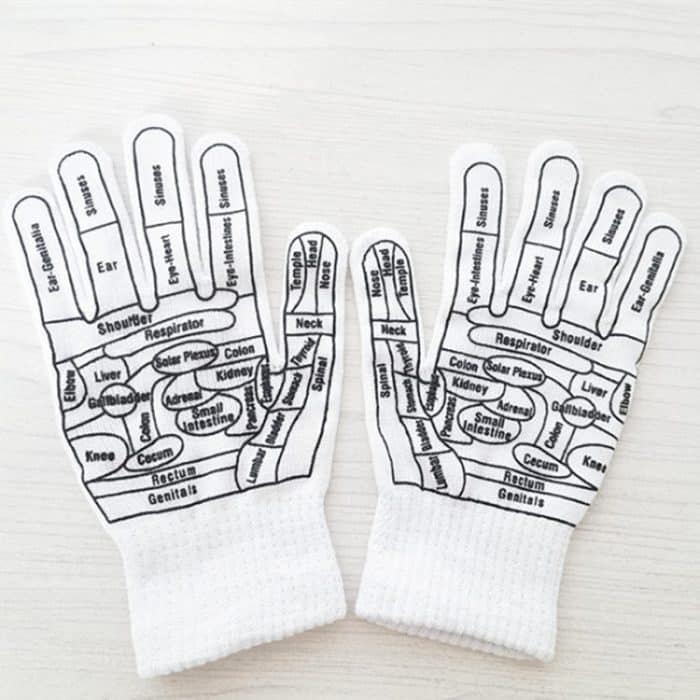 Englische Handmassagehandschuhe, Akupunkturpunkt, Handflächenreflexzonen-Meridianhandschuhe für physikalische Therapie, Average – Bild 3