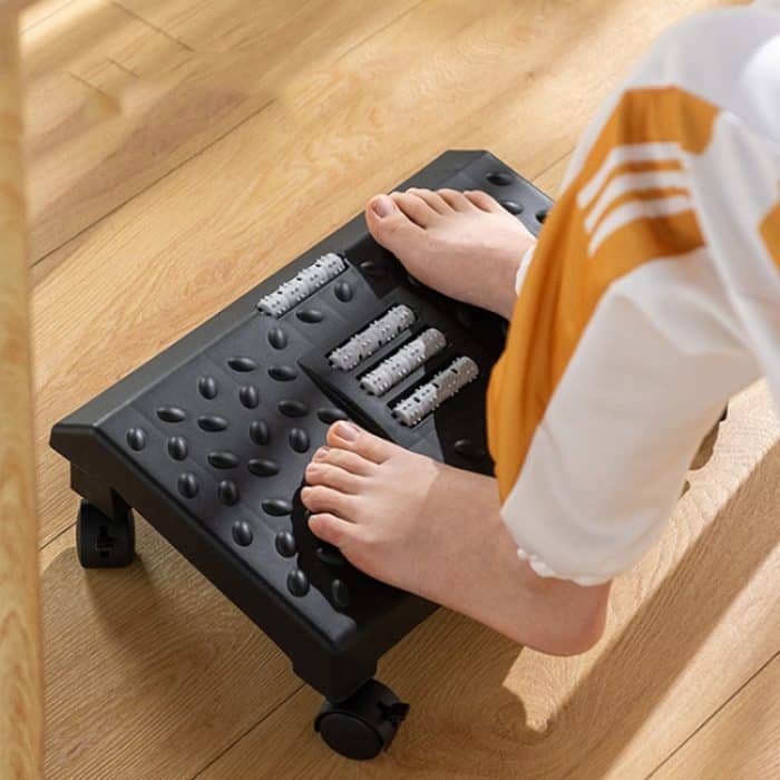 Massage-Fußstütze, Fußstütze für unter den Schreibtisch, mit 360-Grad-Lenkrollen, Casters Black – Bild 2