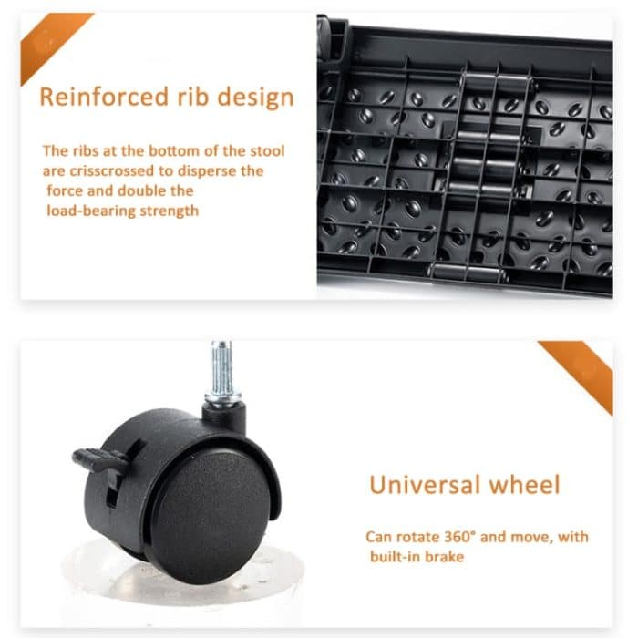 Massage-Fußstütze, Fußstütze für unter den Schreibtisch, mit 360-Grad-Lenkrollen, Casters Black – Bild 6