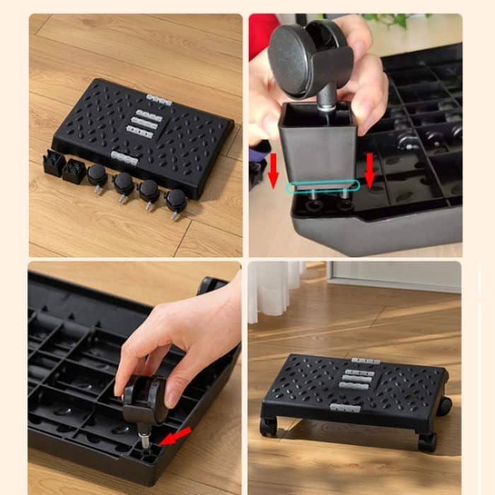 Massage-Fußstütze, Fußstütze für unter den Schreibtisch, mit 360-Grad-Lenkrollen, Casters Black – Bild 7