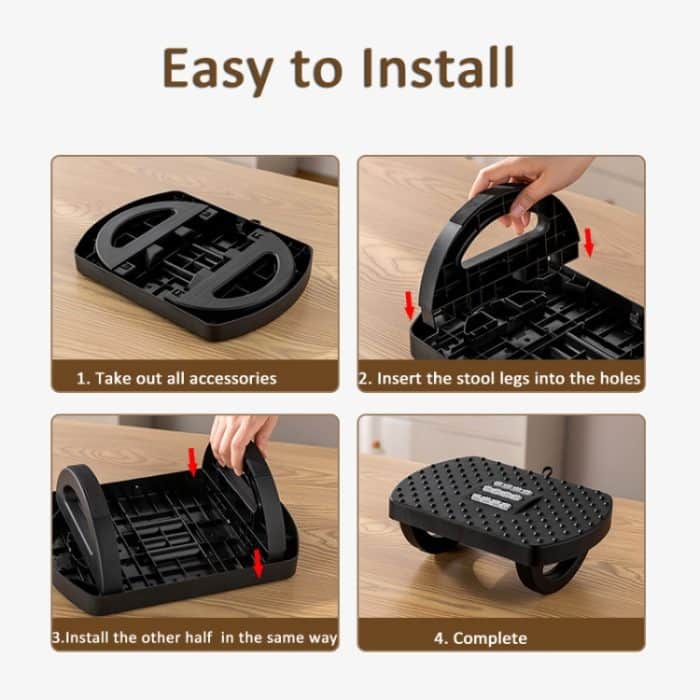 Mini Halbkreisförmige 180 Grad Schaukel Fußhocker Massage Fußstütze Mit Griff, Semicircular Black – Bild 7