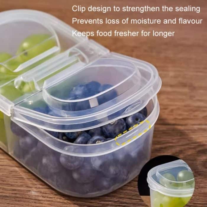 Obst Gemüse Kleinspender Kühlschrank Frischhalteboxen, Round 600ml+Square 500ml – Bild 4