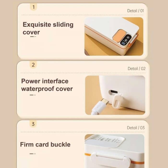 1000ml Drahtlose Heizung Lunchbox 9600mAh USB Aufladbare Bento Box, Yellow, Purple, Green – Bild 11