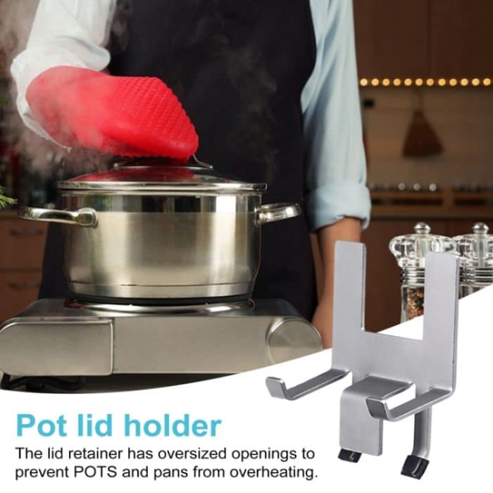 Topfdeckelhalter aus Edelstahl für den Haushalt mit Silikondichtung, Küchendeckelhalter – Bild 4