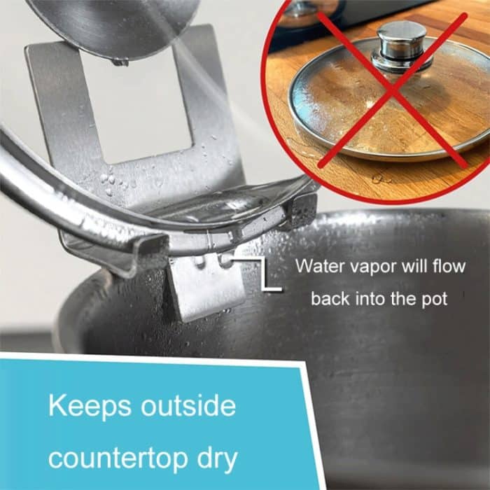 Topfdeckelhalter aus Edelstahl für den Haushalt mit Silikondichtung, Küchendeckelhalter – Bild 5