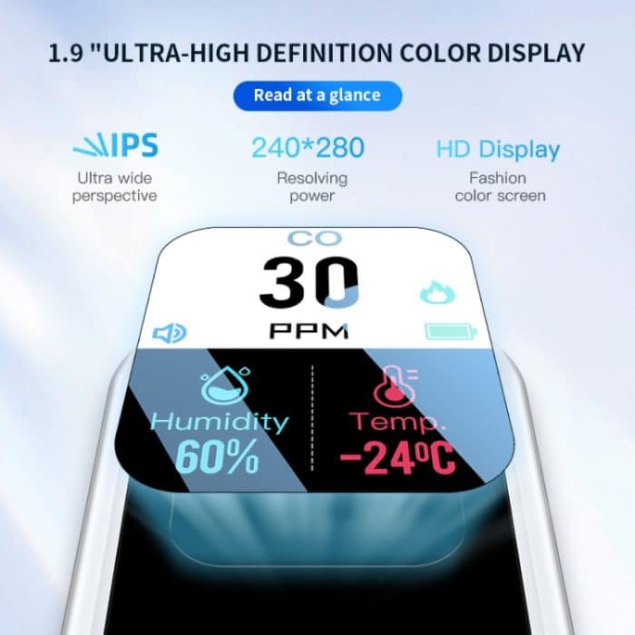 Tragbarer Kohlenmonoxidmelder für den Außenbereich, Alarmanlage für Zuhause, D6 Gray, D6 Blue – Bild 4