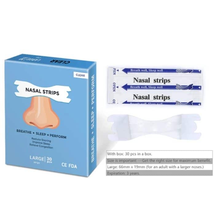 30 Stück/Packung transparente Nasenstreifen zur Verbesserung des Schlafs, zur Reduzierung des Schnarchens 66 x 19 mm – Bild 2