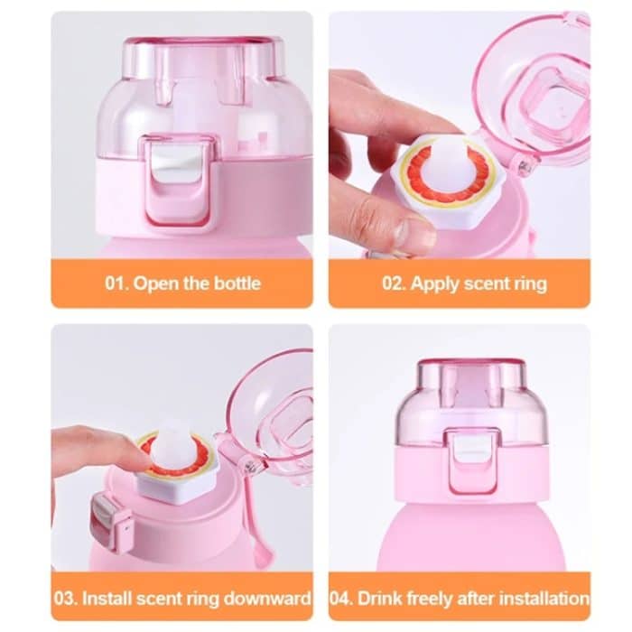 Duftwasserflasche mit Geschmack, auslaufsicherer Wasserbecher für den Outdoor-Sport mit 7 Geschmackskapseln, Kalttrinkflasche, 600ml – Bild 8