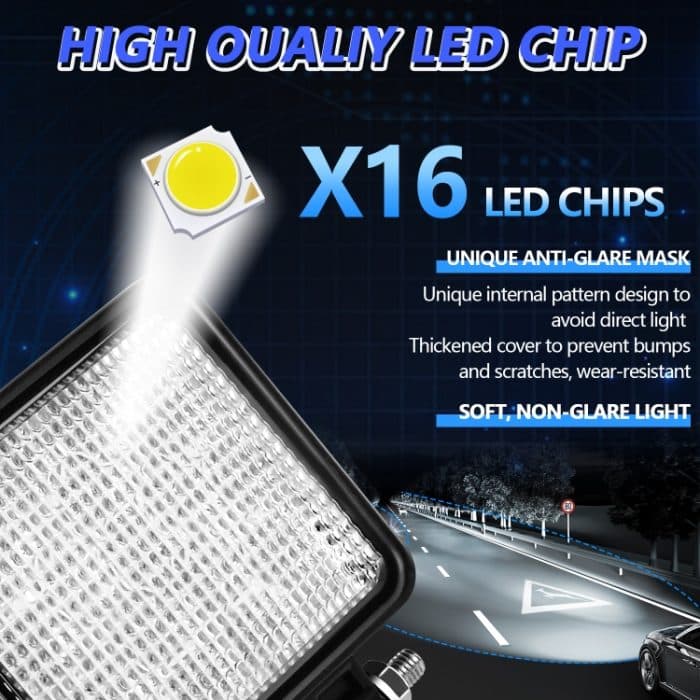 14W 9-30V 4 Zoll gemischtes leuchtendes quadratisches Flutlicht mit Kabelsatz, X2 Square – Bild 4