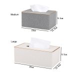 Wohnkultur Tissue Box Abdeckung Desktop Gold Rim Faux Leder Serviettenhalter Toilette Papier Lagerung Box, Large, Medium – Bild 3