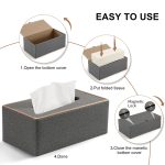 Wohnkultur Tissue Box Abdeckung Desktop Gold Rim Faux Leder Serviettenhalter Toilette Papier Lagerung Box, Large, Medium – Bild 4