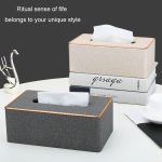 Wohnkultur Tissue Box Abdeckung Desktop Gold Rim Faux Leder Serviettenhalter Toilette Papier Lagerung Box, Large, Medium – Bild 7