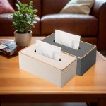 Wohnkultur Tissue Box Abdeckung Desktop Gold Rim Faux Leder Serviettenhalter Toilette Papier Lagerung Box, Large, Medium – Bild 8