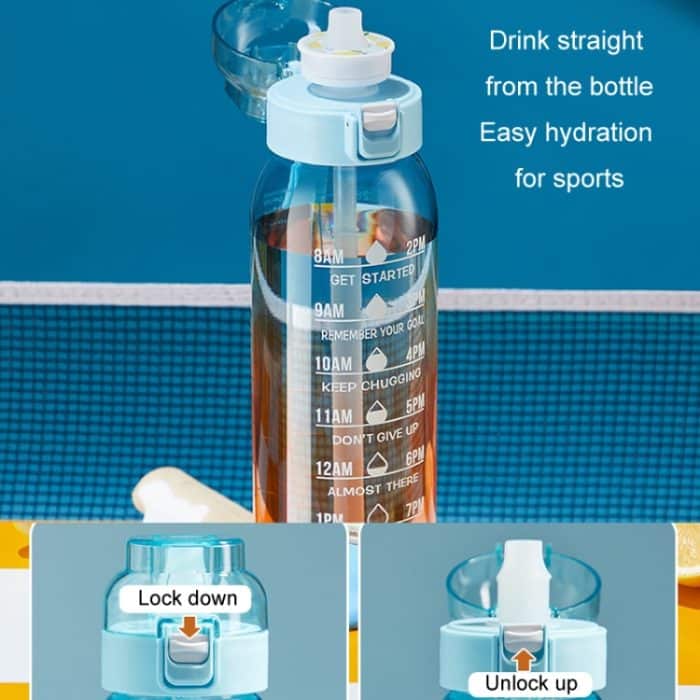 1000 ml große fruchtige Wasserflasche mit 7 Geschmacksringen, Trinkbecher mit Strohhalm und aromatisiertem Tritan-Wasserbecher – Bild 9