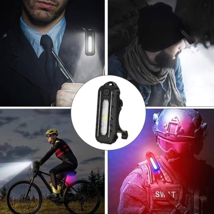 LED-Schulter-Taschenlampe, Fahrrad-Rücklicht, Typ C, aufladbare Outdoor-Taschenlampe mit Clip, Patrol-Sicherheitswarnlampe – Bild 8