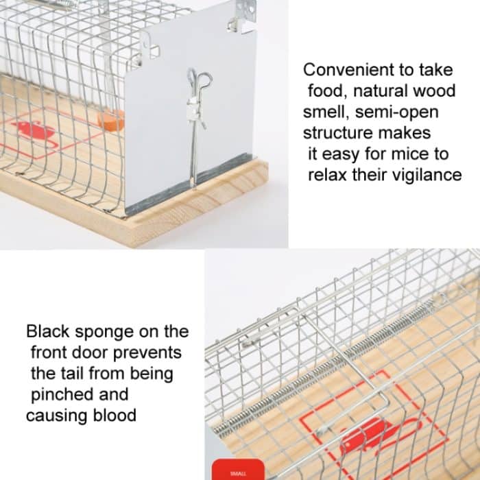 Holz Mausefalle Käfig Lebendige Tier Humane Falle Fangen, Small, Large – Bild 6