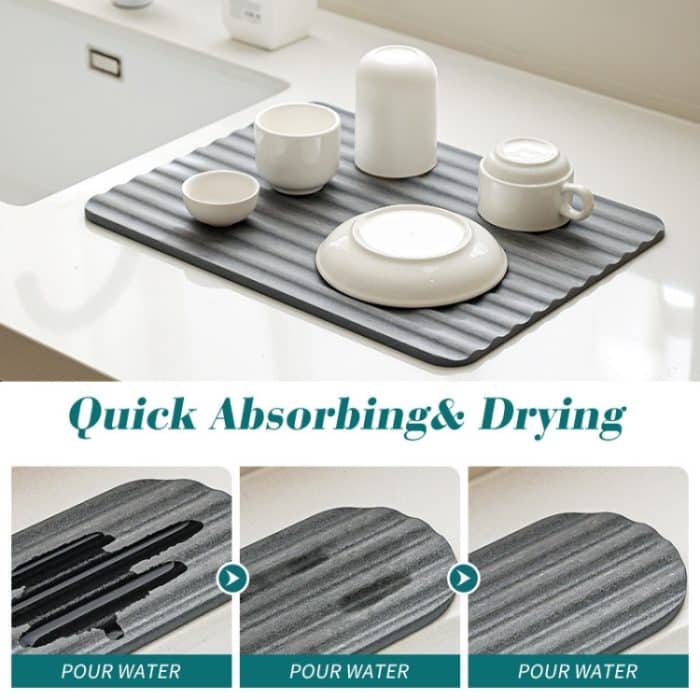 Kieselgur-Trockenmatte für die Küche, Drainage-Arbeitsplatten-Pad, schnelltrocknend, Untersetzer, Badezimmer, harte Bodenmatte, 30x40cm – Bild 4