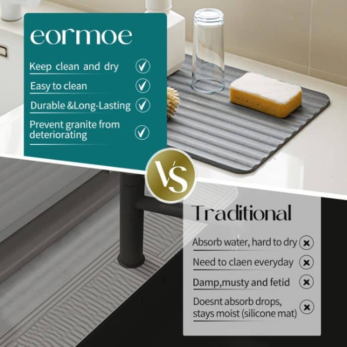 Kieselgur-Trockenmatte für die Küche, Drainage-Arbeitsplatten-Pad, schnelltrocknend, Untersetzer, Badezimmer, harte Bodenmatte, 30x40cm – Bild 8