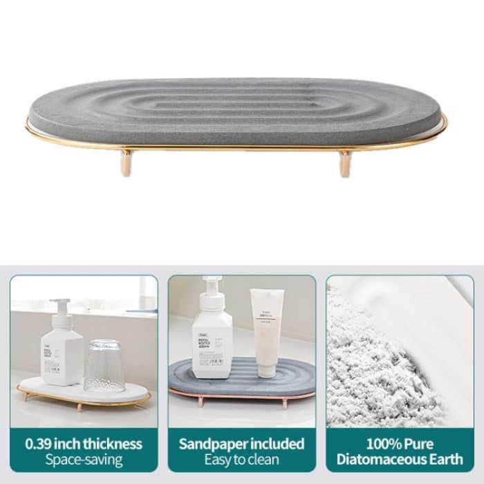 Kieselgur-Arbeitsplatte, wasserabsorbierende Abtropfmatte, Regal, Badezimmer-Waschbecken, Drainagematte, 30x19cm, 30x10cm – Bild 3