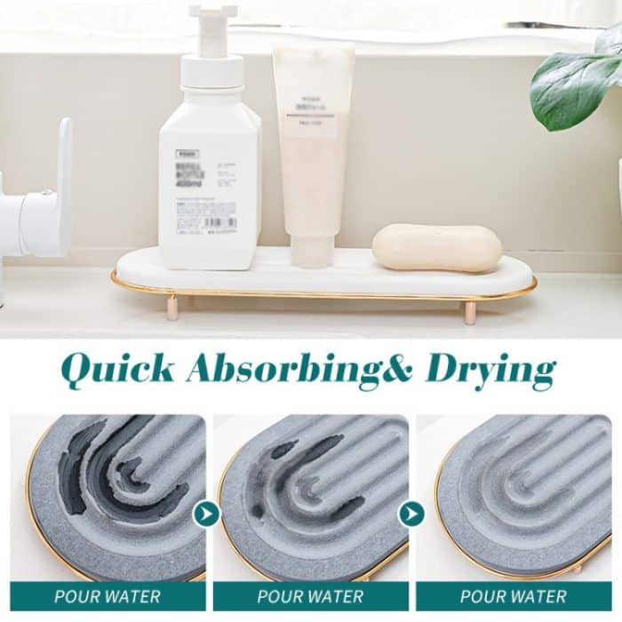 Kieselgur-Arbeitsplatte, wasserabsorbierende Abtropfmatte, Regal, Badezimmer-Waschbecken, Drainagematte, 30x19cm, 30x10cm – Bild 4