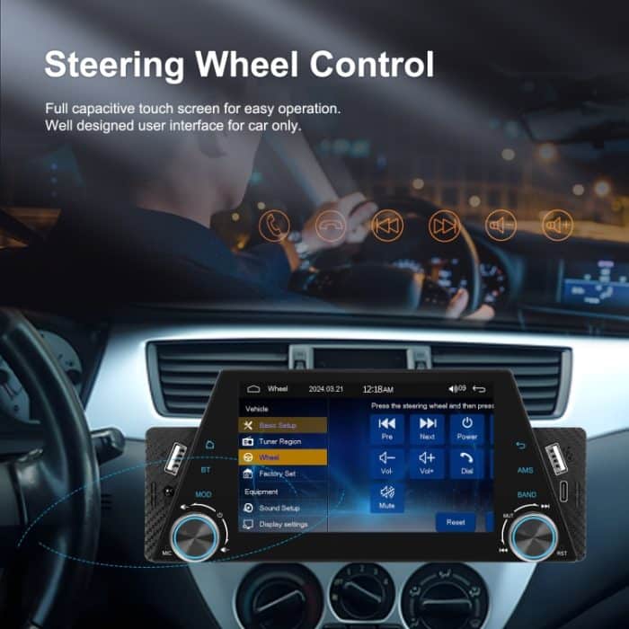 5-Zoll-Einzel-Din-Auto-Multimediaplayer unterstützt Mirror Link/Lenkradsteuerung, Standard Version – Bild 5