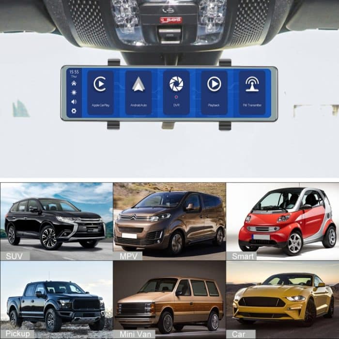 11,26 Zoll 2-Split Streaming Media Rückspiegel vorne und hinten Dual Kamera Recorder – Bild 2