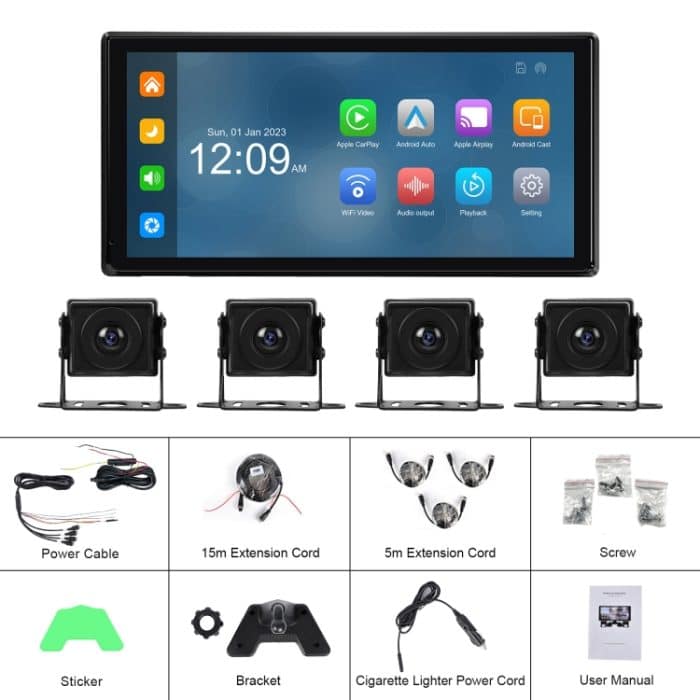 10,36-Zoll-Smart-Player mit zentraler Autosteuerung und 4-Wege-Kamera, Standard, 64G TF Card – Bild 15
